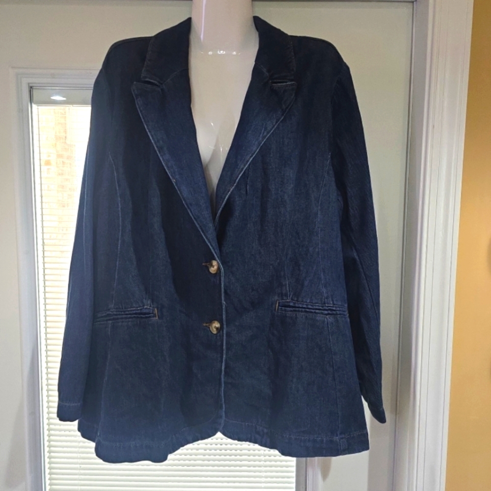 Lane Bryant Dark Blue Denim Blazer Jacket
